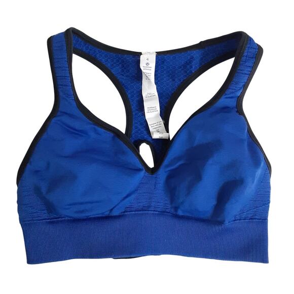 Lululemon Go Steady Seamless Sports Bra Racerback Blue Womens 4 Athletic Dance - Picture 1 of 6